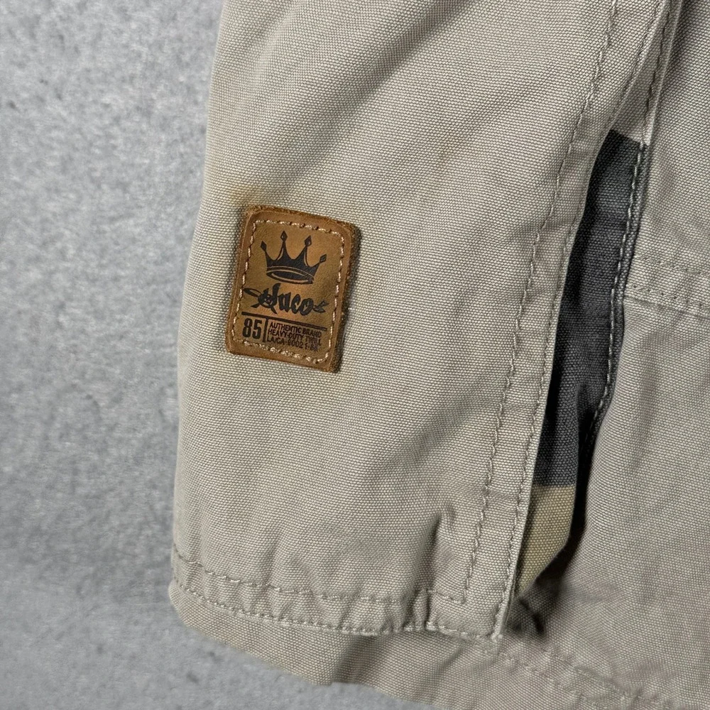 Jnco 85 Mens Khaki Cargo Shorts 36 Heavy Duty Twill Camo‎ Trim M2867CC Patches